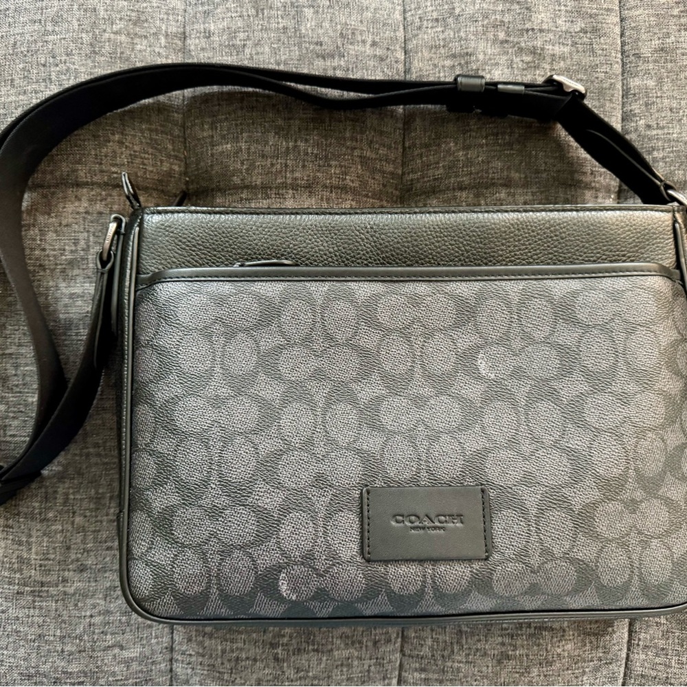 Coach District Crossbody Bag Signature Canvas & Leather Charcoal Black